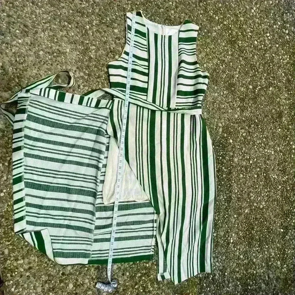 J.O.A Green and white midi wrap dress size Large - Picture 4 of 6